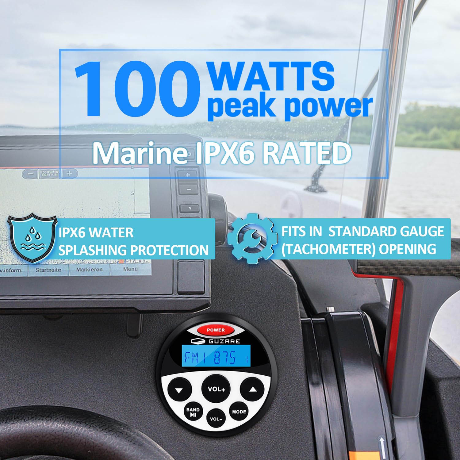 Marine Bluetooth Audio System Package   Waterproof Am Fm Marine Radio Receiver With 4 Inch Marine Speaker And Antenna Hasda 304.